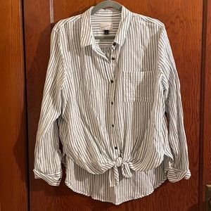 Vertical striped button up shirt